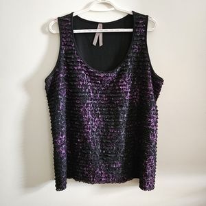 NWOT Penningtons Black and Purple Textured Blouse